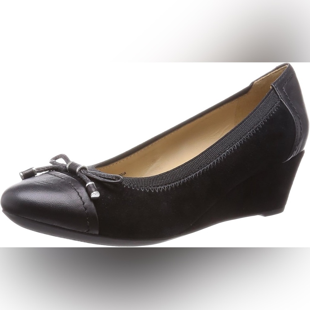 Geox Black Wedge Flats with Bow Detail